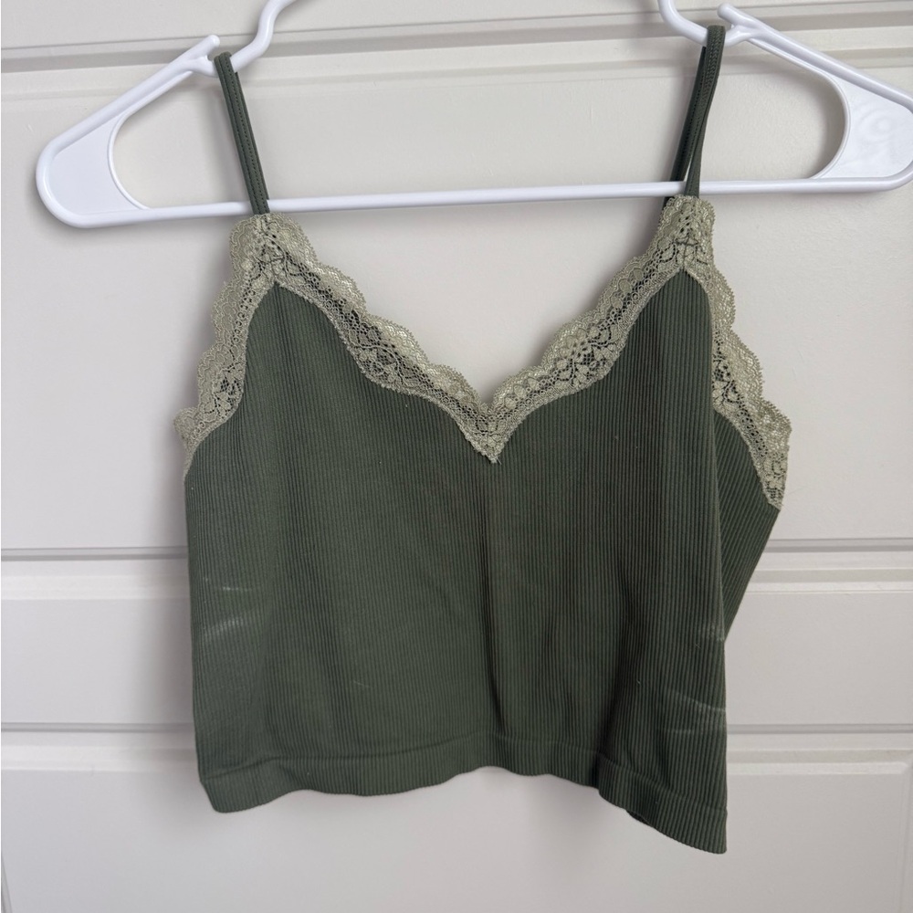Wild Fable Olive Green Cami with Lace Detail